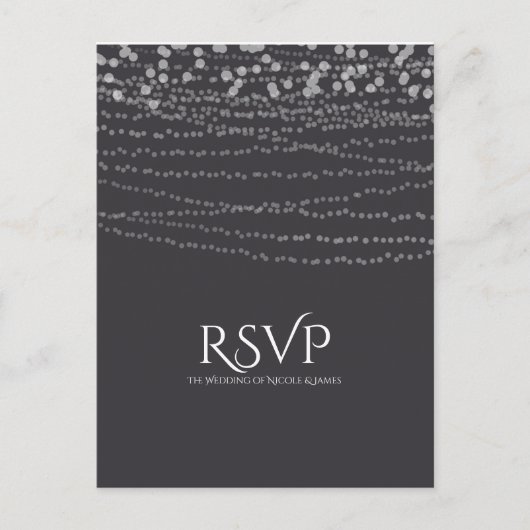 Modern Elegant String of Lights Wedding RSVP Uitnodiging Briefkaart (Voorkant)