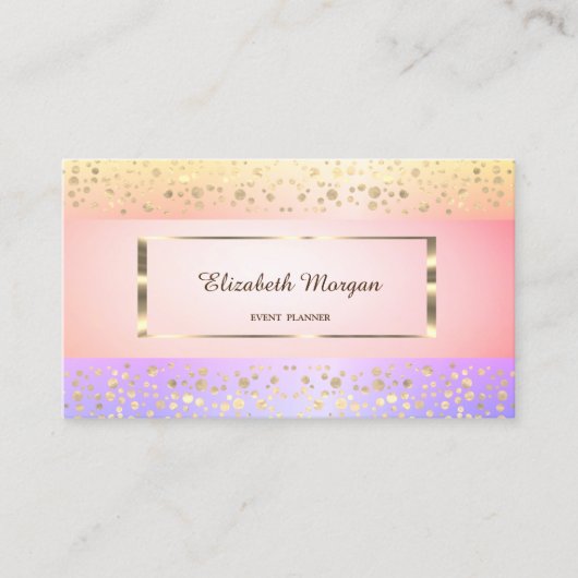 Modern Elegant, Stripe, Confetti, Lijst Visitekaartje (Voorkant)
