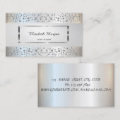 Modern Elegant, Stripe, Silver Confetti, Lijst Visitekaartje (Voorkant / Achterkant)