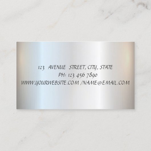 Modern Elegant, Stripe, Silver Confetti, Lijst Visitekaartje (Achterkant)