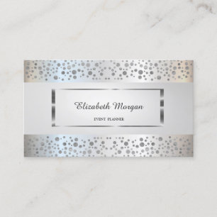 Modern Elegant, Stripe, Silver Confetti, Lijst Visitekaartje