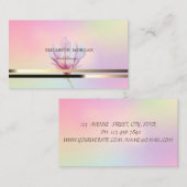 Modern elegant Striped Magnolia Holographic Visitekaartje (Voorkant / Achterkant)