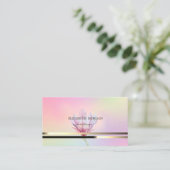 Modern elegant Striped Magnolia Holographic Visitekaartje (Staand voorkant)