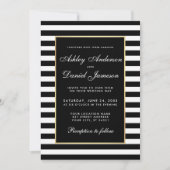 Modern Elegant Striped Wedding Invitation BW Kaart (Voorkant)
