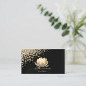 Modern Elegant Stylish Gold Diamonds Gold Lotus Visitekaartje (Staand voorkant)