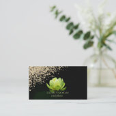 Modern Elegant Stylish Gold Diamonds Green Lotus Visitekaartje (Staand voorkant)