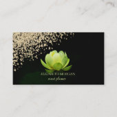 Modern Elegant Stylish Gold Diamonds Green Lotus Visitekaartje (Voorkant)