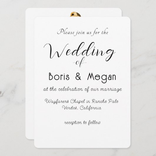 Modern Elegant Stylish Wedding Invitation Kaart (Voorkant / Achterkant)