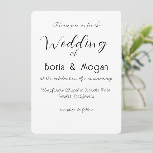 Modern Elegant Stylish Wedding Invitation Kaart (Staand voorkant)