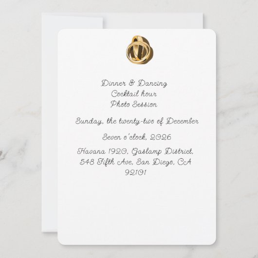 Modern Elegant Stylish Wedding Invitation Kaart (Achterkant)