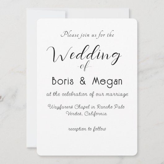 Modern Elegant Stylish Wedding Invitation Kaart (Voorkant)