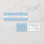 Modern Elegant Swirls Pattern Blue Mini Visitekaartje (Voorkant / Achterkant)