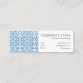 Modern Elegant Swirls Pattern Blue Mini Visitekaartje (Achterkant)