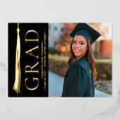 Modern Elegant Tassel Afstudeerder Party Custom Fo Folie Feestdagenkaart (Voorkant)