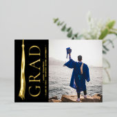 Modern Elegant Tassel Photo Afstudeerder Party Cus Folie Feestdagenkaart (Staand Voorkant)