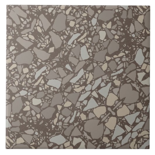 Modern Elegant Taupe Brown Terrazzo Effect Tegel Tegeltje (Voorkant)