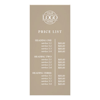 Modern Elegant Taupe Business Logo Menu Price List