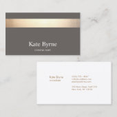 Modern Elegant Taupe Grey Gold Stripe Visitekaartje (Voorkant / Achterkant)