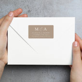 Modern Elegant Taupe Monogram Return Address Label