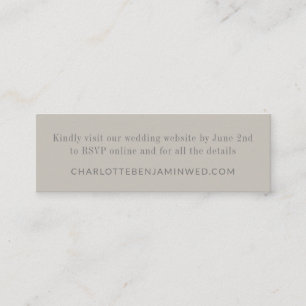 Modern Elegant Taupe RSVP Online Website Mini Kaar Mini Visitekaartje