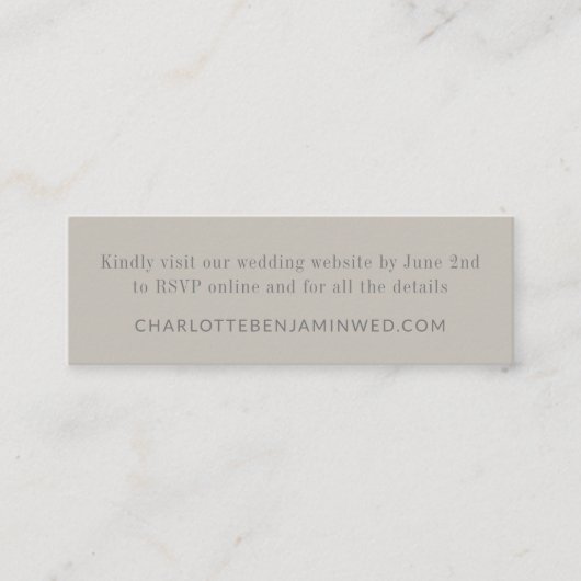 Modern Elegant Taupe RSVP Online Website Mini Kaar Mini Visitekaartje (Voorkant)