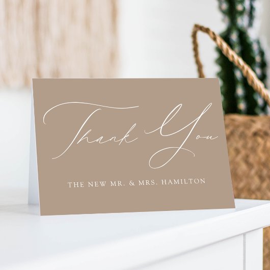 Modern Elegant Taupe Wedding Bedankkaart