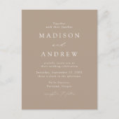 Modern Elegant Taupe Wedding Uitnodiging Briefkaart (Voorkant)