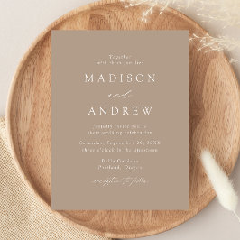 Modern Elegant Taupe Wedding Uitnodiging Briefkaart