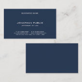Modern Elegant Template Attorney Lawyer Navy Blue Visitekaartje (Voorkant / Achterkant)