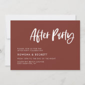 Modern elegant terracotta bruiloft na feest kaart (Voorkant)