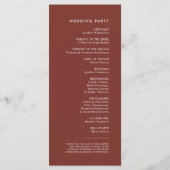 Modern elegant terracotta bruiloft programmakaart (Achterkant)