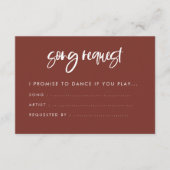 Modern elegant terracotta bruiloft Song request Informatiekaartje (Voorkant)