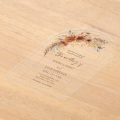 Modern Elegant Terracotta Fall Floral Wedding  Acryl Uitnodigingen (Laagn)