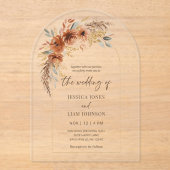 Modern Elegant Terracotta Fall Floral Wedding  Acryl Uitnodigingen (Voorkant)