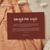 Modern elegant terracotta Honeymoon wish Informatiekaartje