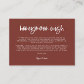 Modern elegant terracotta Honeymoon wish Informatiekaartje (Voorkant)