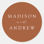 Modern Elegant Terracotta Personalized Wedding Ronde Sticker (Voorkant)