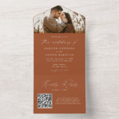 Modern Elegant Terracotta Photo Wedding All In One Uitnodiging (Binnen)