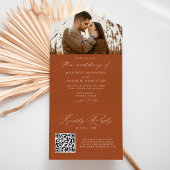 Modern Elegant Terracotta Photo Wedding All In One Uitnodiging
