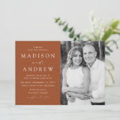 Modern Elegant Terracotta Photo Wedding Kaart (Staand voorkant)