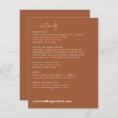 Modern Elegant Terracotta Script Wedding Details E Informatiekaartje (Voorkant / Achterkant)