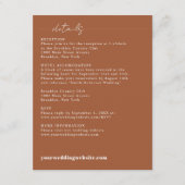 Modern Elegant Terracotta Script Wedding Details E Informatiekaartje (Voorkant)