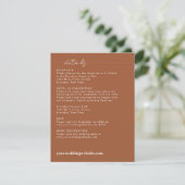 Modern Elegant Terracotta Script Wedding Details E Informatiekaartje (Staand voorkant)