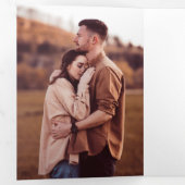 Modern elegant terracotta trouwfoto drieluik uitnodiging (Binnenzijde eerst)