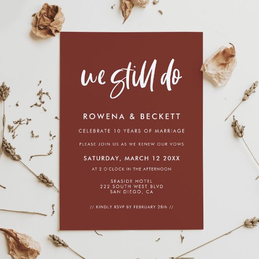 Modern elegant terracotta We doen nog steeds Vow-v Kaart