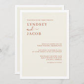 Modern Elegant Terracotta Wedding Kaart (Voorkant / Achterkant)