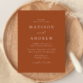 Modern Elegant Terracotta Wedding Uitnodiging Briefkaart