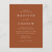Modern Elegant Terracotta Wedding Uitnodiging Briefkaart (Voorkant)