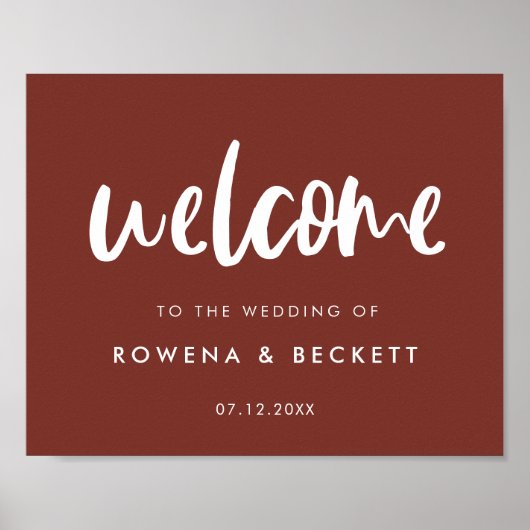 Modern elegant terracotta Wedding Welkom Poster (Voorkant)