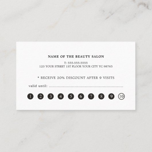 Modern Elegant Texture Beauty Salon Loyalty Card (Achterkant)